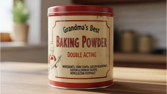 Checking baking powder label for gluten-free ingredients