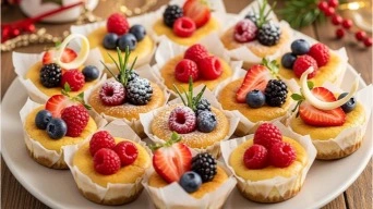 Mini gluten-free Christmas cheesecake cups with berries